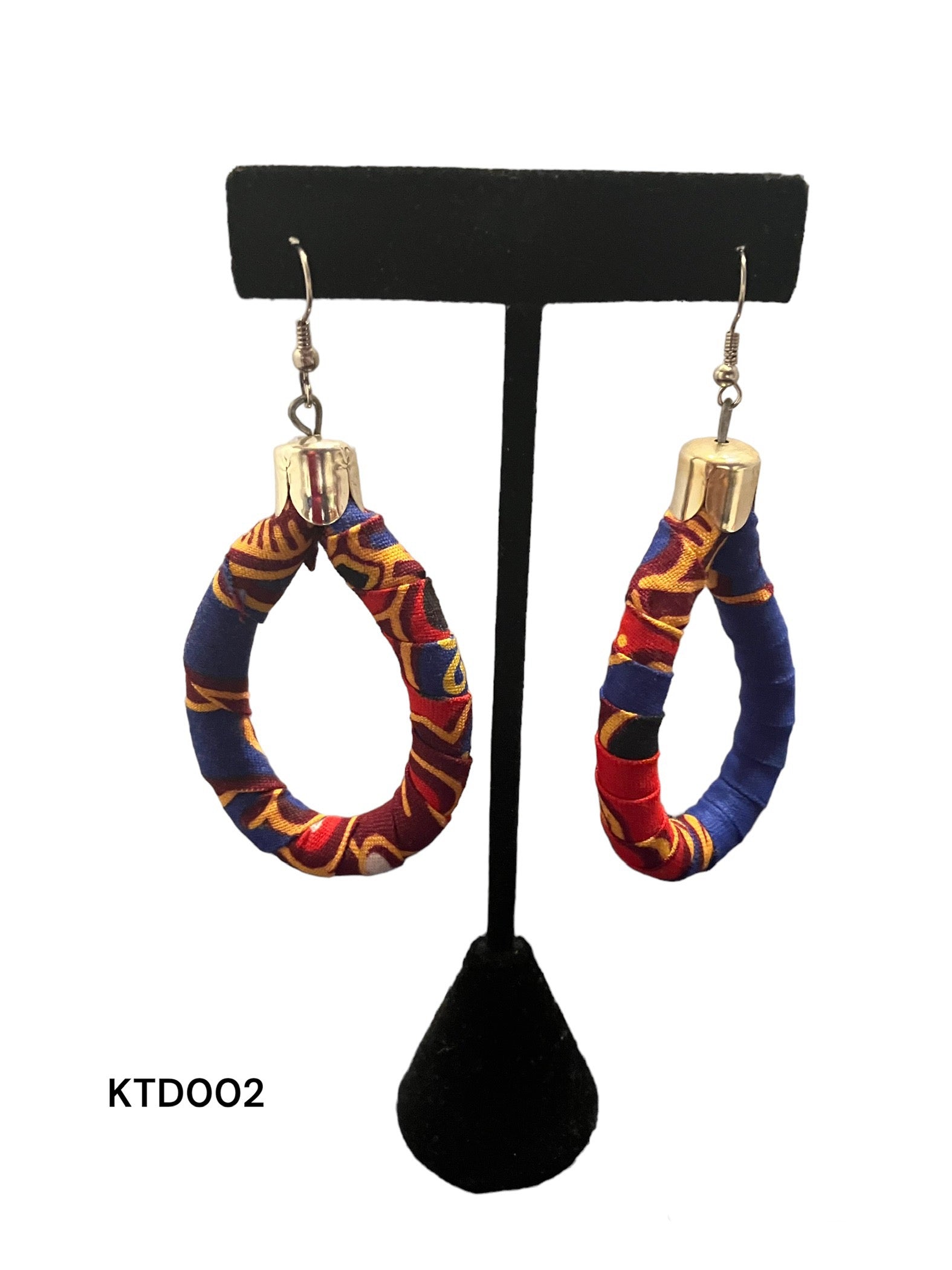 African Fabric Teardrops-multi blue